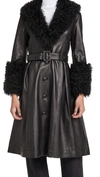 Saks Potts Foxy Shearling Trench Coat Black In Black