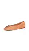 Tory Burch Georgia Square-toe Suede Ballet Flats In Tan