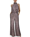 Eliza J Sequin Mock Neck Jumpsuit In Gunmetal