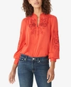 LUCKY BRAND EMBROIDERED KNIT TOP