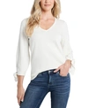 Cece Tie Sleeve Cotton Blend Sweater In Antiq White