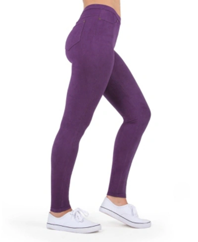 Memoi Micro Suede Women's Leggings In Purple Gra