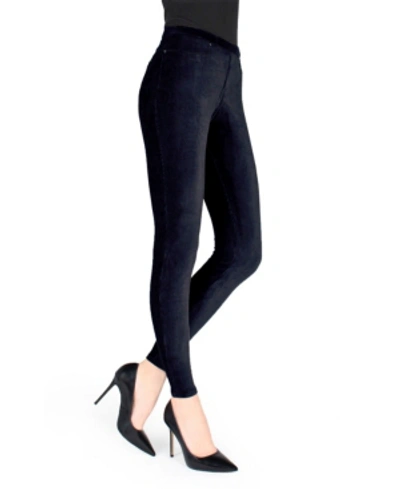 Memoi Women's Thin Ribbed Stretch Corduroy Leggings In Blue