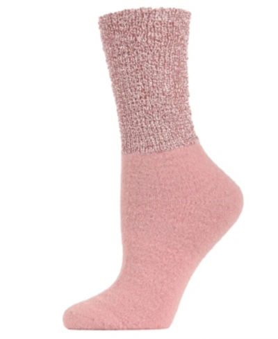 Memoi Lamb Net Mod Women's Crew Socks In Pink