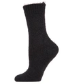 Memoi Warm Solid Plush Women's Crew Socks In Black