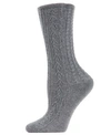 Memoi Women's Classic Day Cable-knit Crew Socks In Gray Heath
