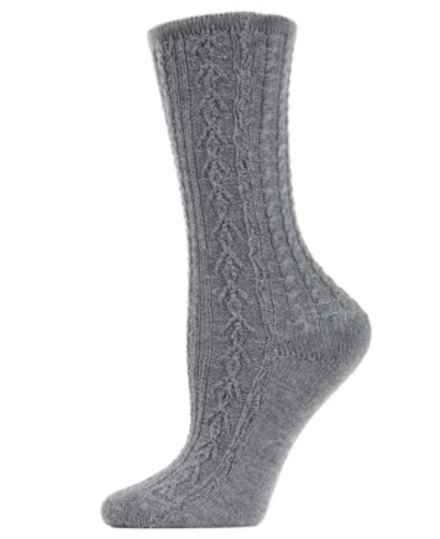Memoi Women's Classic Day Cable-knit Crew Socks In Grey