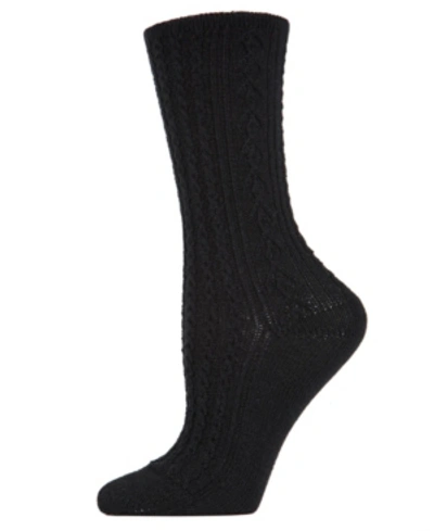 Memoi Women's Classic Day Cable-knit Crew Socks In Black