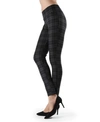 Memoi Women's Stripe Plaid Shaper Leggings In Dark Gray
