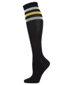 Memoi Mod Stripe Women's Knee High Tube Socks In Black-gold