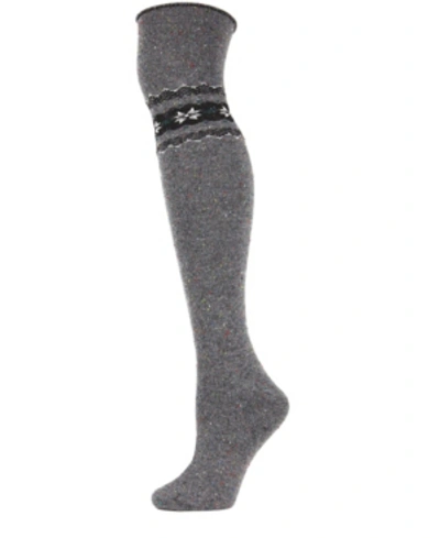 Memoi Nordic Sparks Women's Over The Knee Socks In Gray Heath