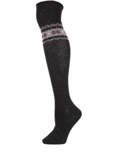 Memoi Nordic Sparks Women's Over The Knee Socks In Black