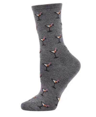 Memoi Martini Drink Cashmere Women's Crew Socks In Gray Martini