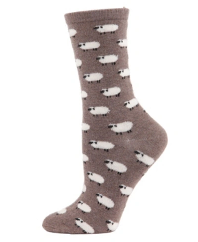 Memoi Sheep Cashmere Women's Crew Socks In Hemp Sheep