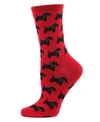 Memoi Ribbon Collar Dog Cashmere Women's Crew Socks In Red