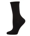 Memoi Flat Knit Cashmere Women's Crew Socks In Black