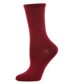 Memoi Flat Knit Cashmere Women's Crew Socks In Cabernet