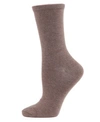 Memoi Flat Knit Cashmere Women's Crew Socks In Hemp Heath