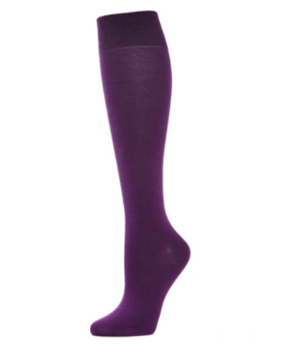Memoi Women's Bamboo Blend Knit Knee High Socks In Purple