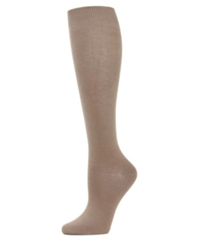 Memoi Women's Bamboo Blend Knit Knee High Socks In Tan/beige