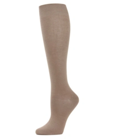 Memoi Women's Bamboo Blend Knit Knee High Socks In Khaki