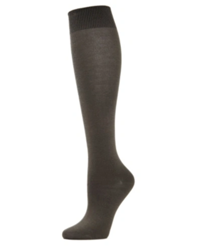 Memoi Women's Bamboo Blend Knit Knee High Socks In Olive