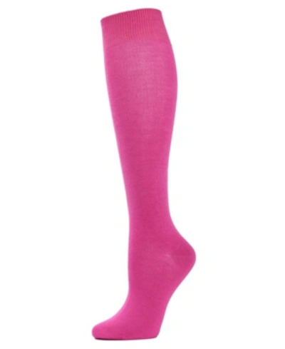 Memoi Women's Bamboo Blend Knit Knee High Socks In Fuchsia