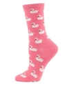 Memoi Women's Swan Cashmere-blend Crew Socks In Pink Heath
