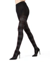 Memoi Women's Glasgow Large Tartan Plaid Sweater Tights In Black