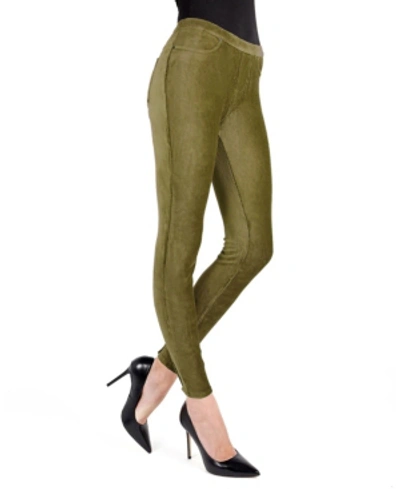 Memoi Women's Thin Ribbed Stretch Corduroy Leggings In Bison