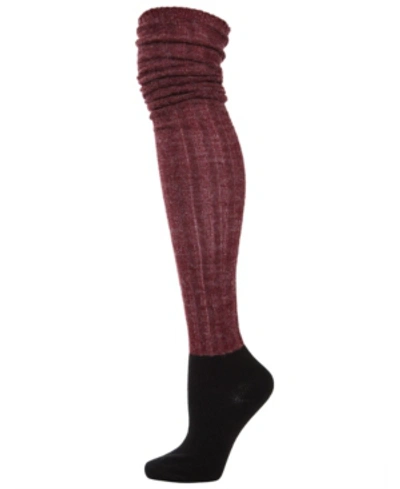 Memoi Rib Women's Over The Knee Women's Socks In Burgundy H