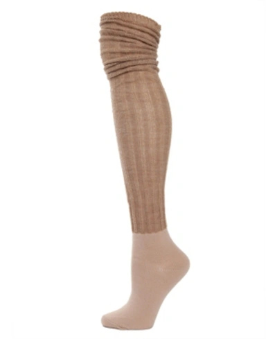 Memoi Rib Women's Over The Knee Women's Socks In Taupe Heat