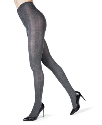 Memoi Women's Toronto Textured Cable Sweater Tights In Dark Gray