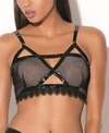 Hauty Kikko Latex Trim Mesh Lace Bralettete Lingerie In Black