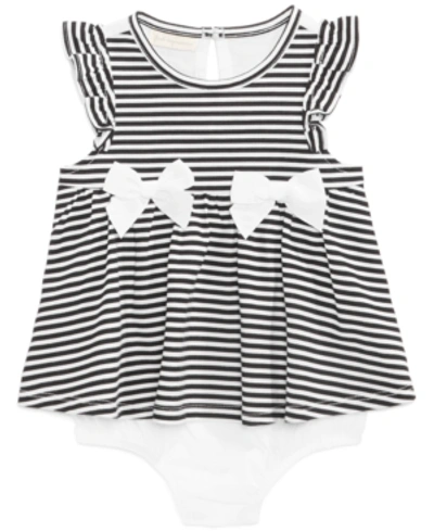 First Impressions Baby Girls Striped Skirted Romper, Created For Macy's In Deep Black