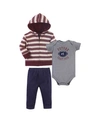 HUDSON BABY BABY BOYS 3 PIECE COTTON HOODIE, BODYSUIT AND PANT SET