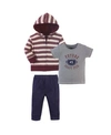 HUDSON BABY TODDLER BOYS 3 PIECE COTTON HOODIE, TEE TOP AND PANT SET