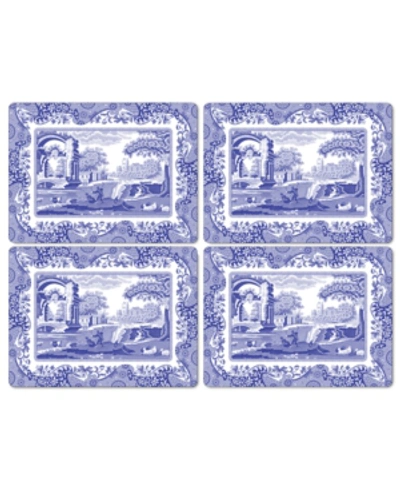 SPODE TABLE LINENS, SET OF 4 BLUE ITALIAN PLACEMATS