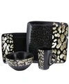 Elama Savannah 16 Piece Stoneware Dinnerware Set In Black