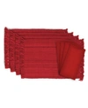 Design Imports Variegated Fringe Placemat And Napkin, Set Of 8 In Red