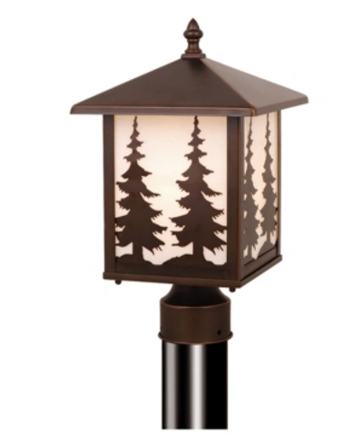 Vaxcel Yosemite Rustic Cabin Glass Tree Post Mount Light In Brown