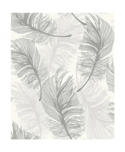 Advantage 20.5" X 369" Clemente Light Foil Feather Wallpaper In Gray