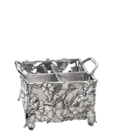 Arthur Court Designs Aluminum Butterfly Flatware Caddy In Silver