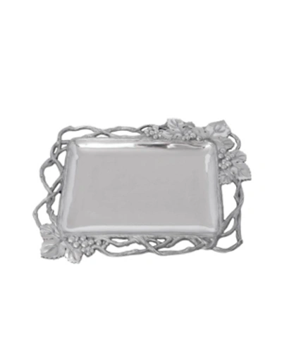 Arthur Court Designs Aluminum Grape Open Vine Rectangle Tray In Silver