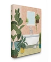 Stupell Industries Peach Walls Bathroom Oasis Scene With Fiddle Leaf Plants Canvas Wall Art, 16" L X 20" H In Multi