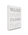 STUPELL INDUSTRIES WASH BRUSH FLOSS FLUSH GRAY AND WHITE DISTRESSED RUSTIC LOOK TYPOGRAPHY, 24" L X 30" H