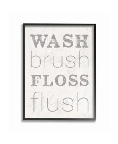 Stupell Industries Wash Brush Floss Flush Gray And White Distressed Rustic Look Typography, 16" L X 20" H In Multi