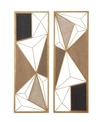COSMOLIVING BY COSMOPOLITAN SET OF 2 BROWN METAL MODERN ABSTRACT WALL DECOR, 12" X 35"