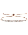 Macy's Diamond Bolo Bracelet (1/10 Ct. T.w.) In Sterling Silver, 14k Gold-plated Sterling Silver Or 14k Ros In Rose Gold Over Sterling Siver