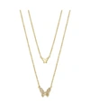 UNWRITTEN GOLD FLASH PLATED POLISHED AND CUBIC ZIRCONIA BUTTERFLY LAYER NECKLACE, 16" + 2" EXTENDER